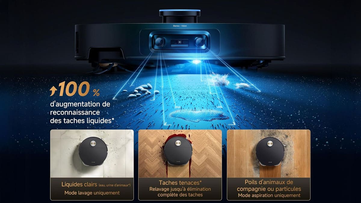 Capteurs frontaux du Dreame X50s Ultra pour la détection des obstacles