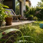 Tique et moustique dans un jardin en été