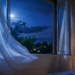 Aération nocturne : fenêtre ouverte pour tenter de rafraîchir une chambre.