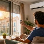 Une personne règle la température de sa climatisation