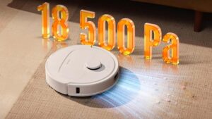 Roborock Qrevo S Pro aspirant la poussière sur un sol dur