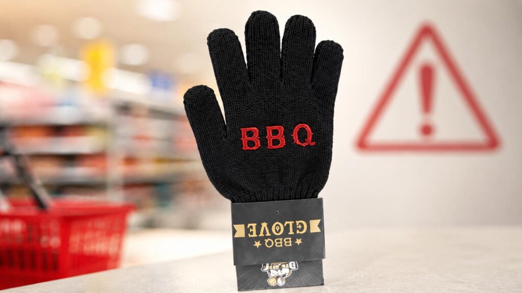 Gant de barbecue noir BBQ rappelé, vendu dans les magasins Action
