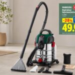 Aspirateur injecteur-extracteur Parkside de Lidl avec ses accessoires dans un salon