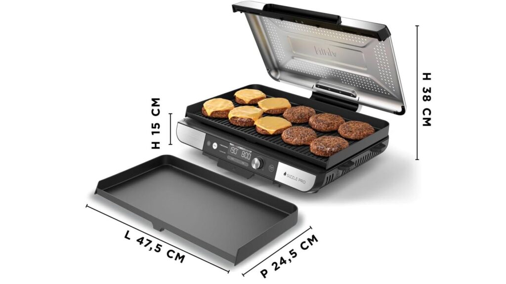 Dimensions de la plancha électrique Ninja Sizzle Pro XL