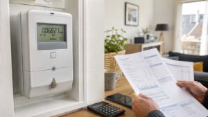 Compteur électrique et facture d’énergie consultée à domicile