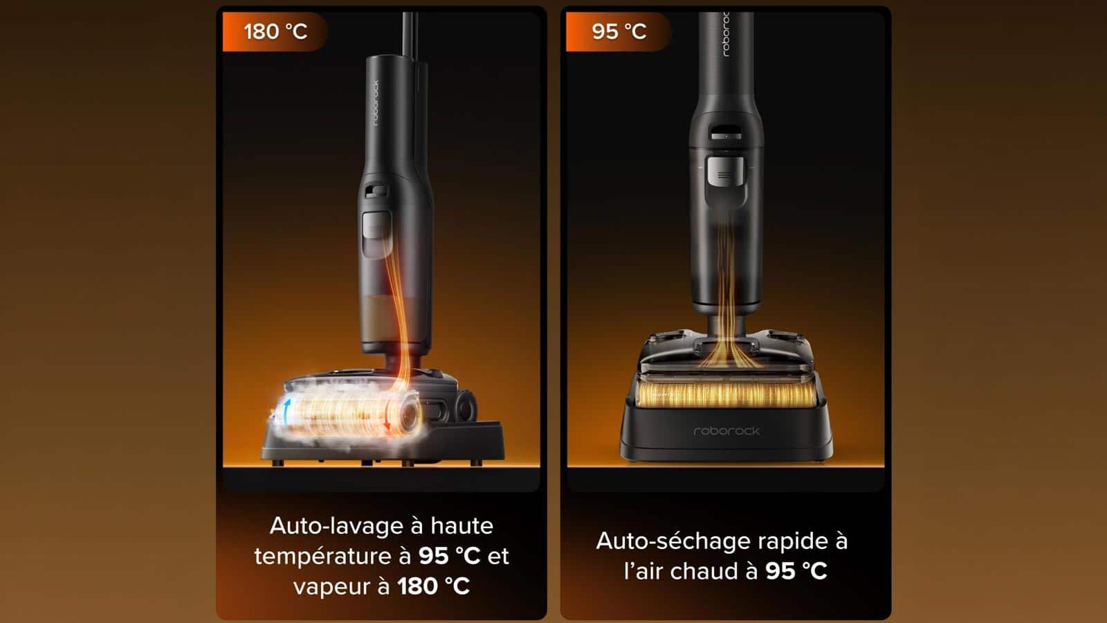 Auto-nettoyage et séchage à haute température du Roborock F25 Steam