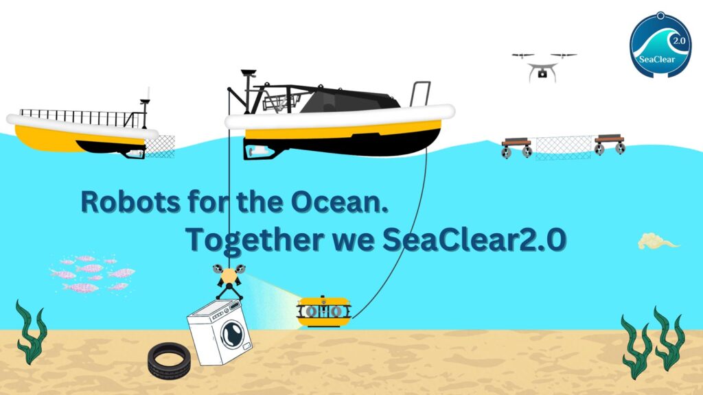 Robots SeaClear2.0 chargés de repérer et collecter les déchets au fond de la mer