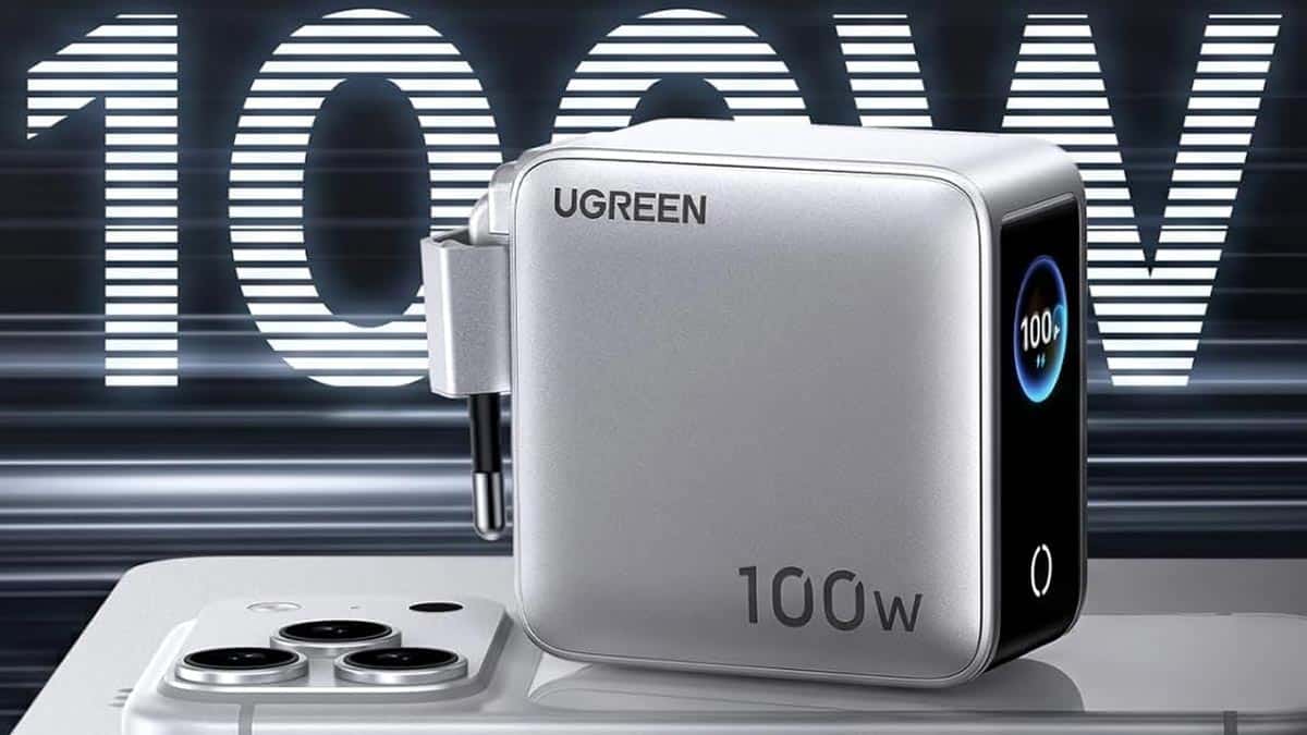 Vue générale du chargeur UGREEN Nexode Pro 100W avec son format compact et ses ports USB