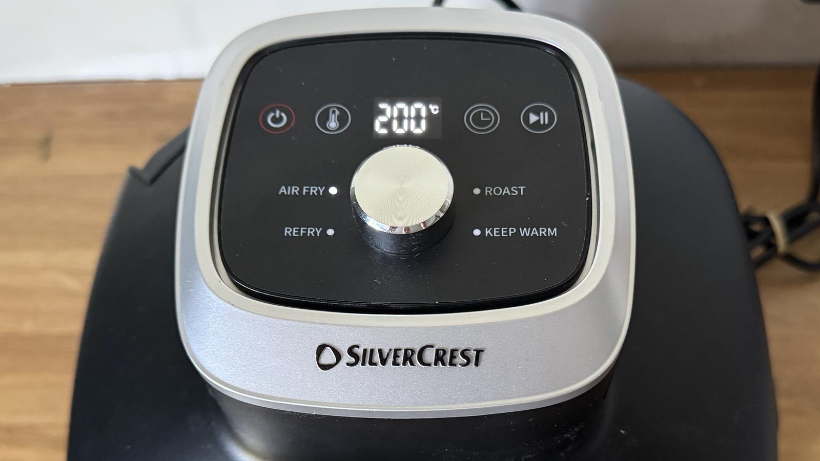 Interface de commande du Silvercrest Airfryer en verre
