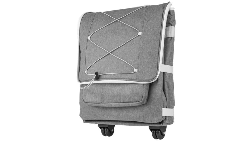 Chariot de courses isotherme Lidl replié à plat pour un rangement compact