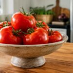 Tomates rouges conservées dans un compotier à température ambiante