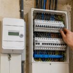 Compteur électrique triphasé dans une maison ancienne