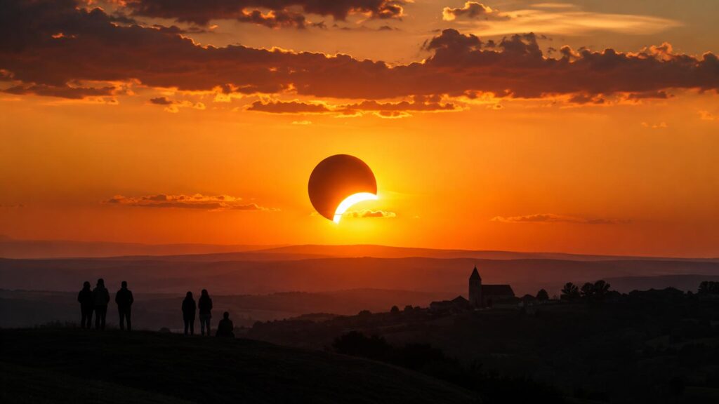 Éclipse solaire partielle visible au coucher du soleil
