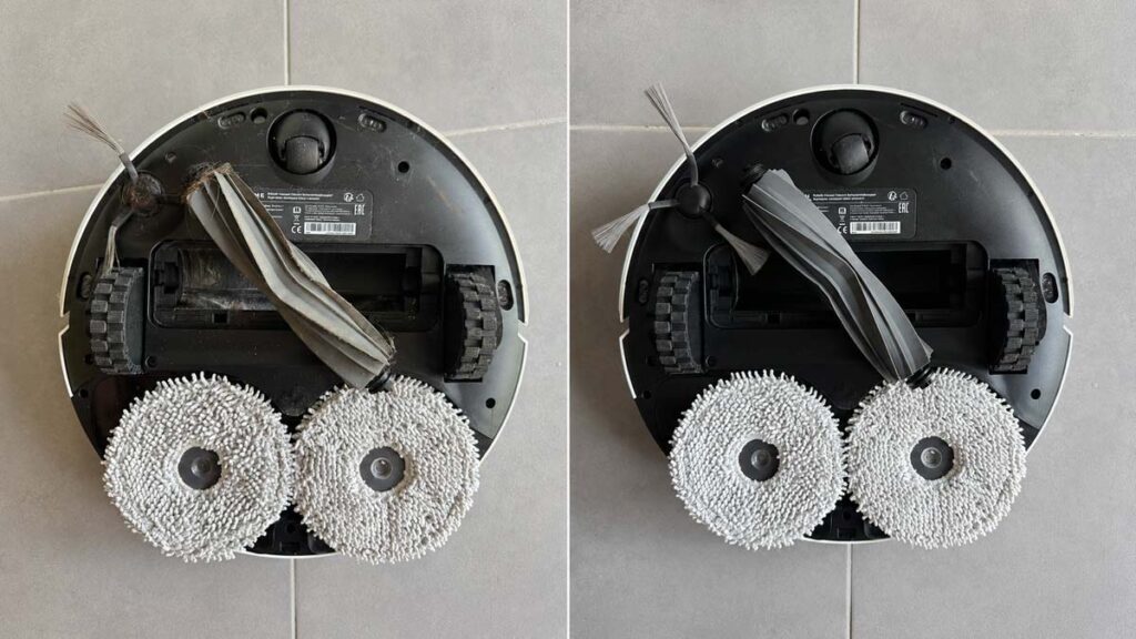 Aspirateur robot avant et après son grand nettoyage