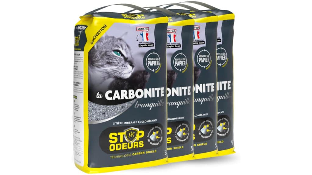 l’intérêt de La Carbonite Stop Odeurs repose donc principalement sur cette intégration du charbon actif dans chaque grain.