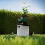 Broyeur de végétaux Parkside installé dans un jardin
