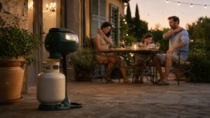 Piège à moustiques au CO₂ installé sur une terrasse