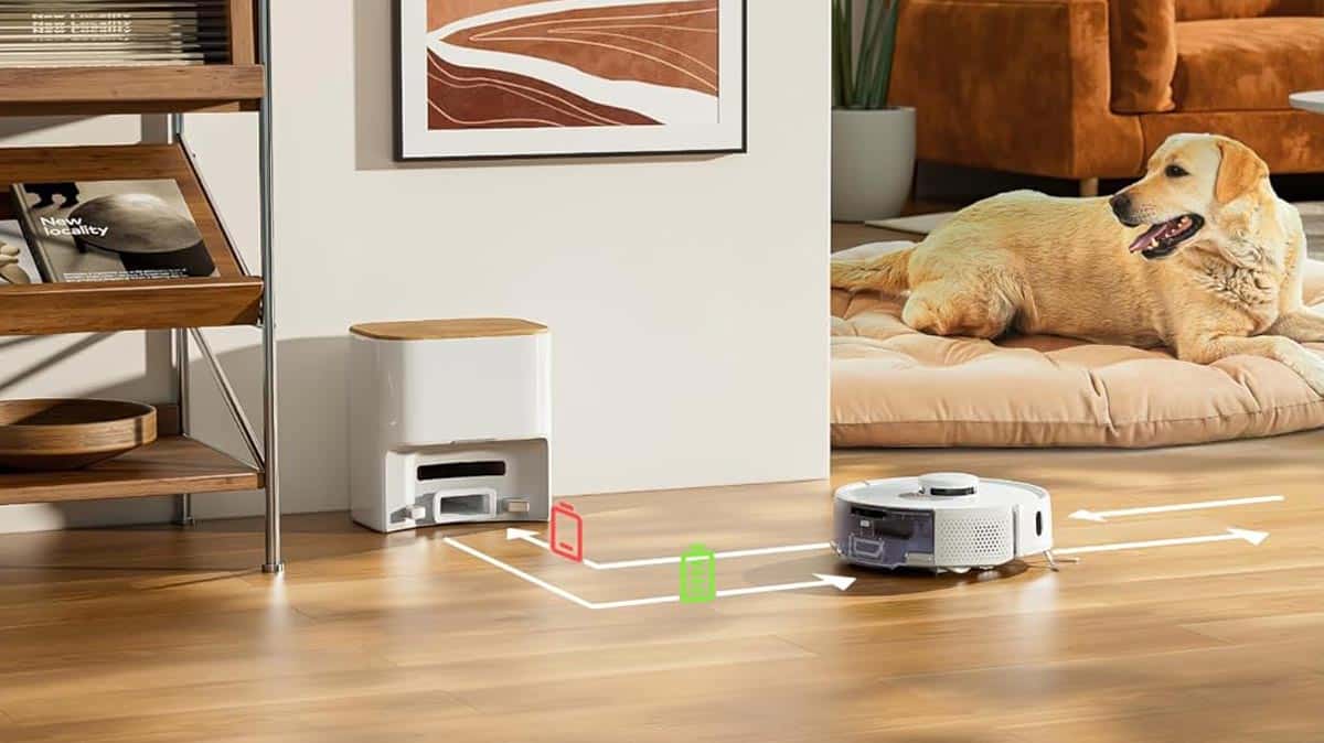 Le SwitchBot K11+ retourne se recharger avant de reprendre le nettoyage