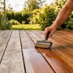 Application d’un saturateur sur une terrasse en bois