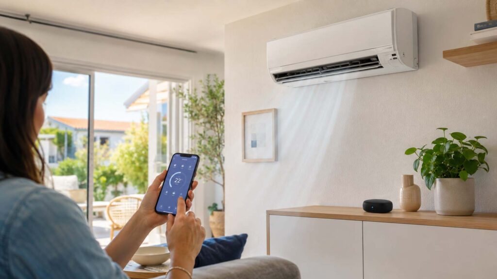 Climatisation pilotée depuis un smartphone via un boîtier Wi-Fi