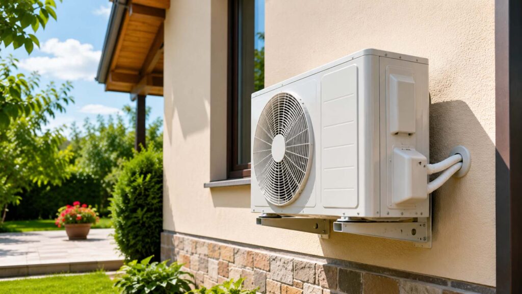 Unité extérieure de climatiseur split sur une maison