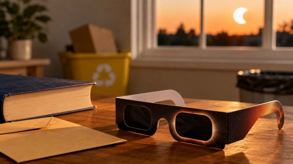 Lunettes d’éclipse après l’observation du Soleil