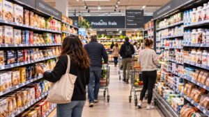 Alimentation supermarché - illustration générée par IA