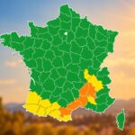 Carte de vigilance canicule en France avec plusieurs départements du Sud en orange