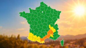 Carte de vigilance canicule en France avec plusieurs départements du Sud en orange