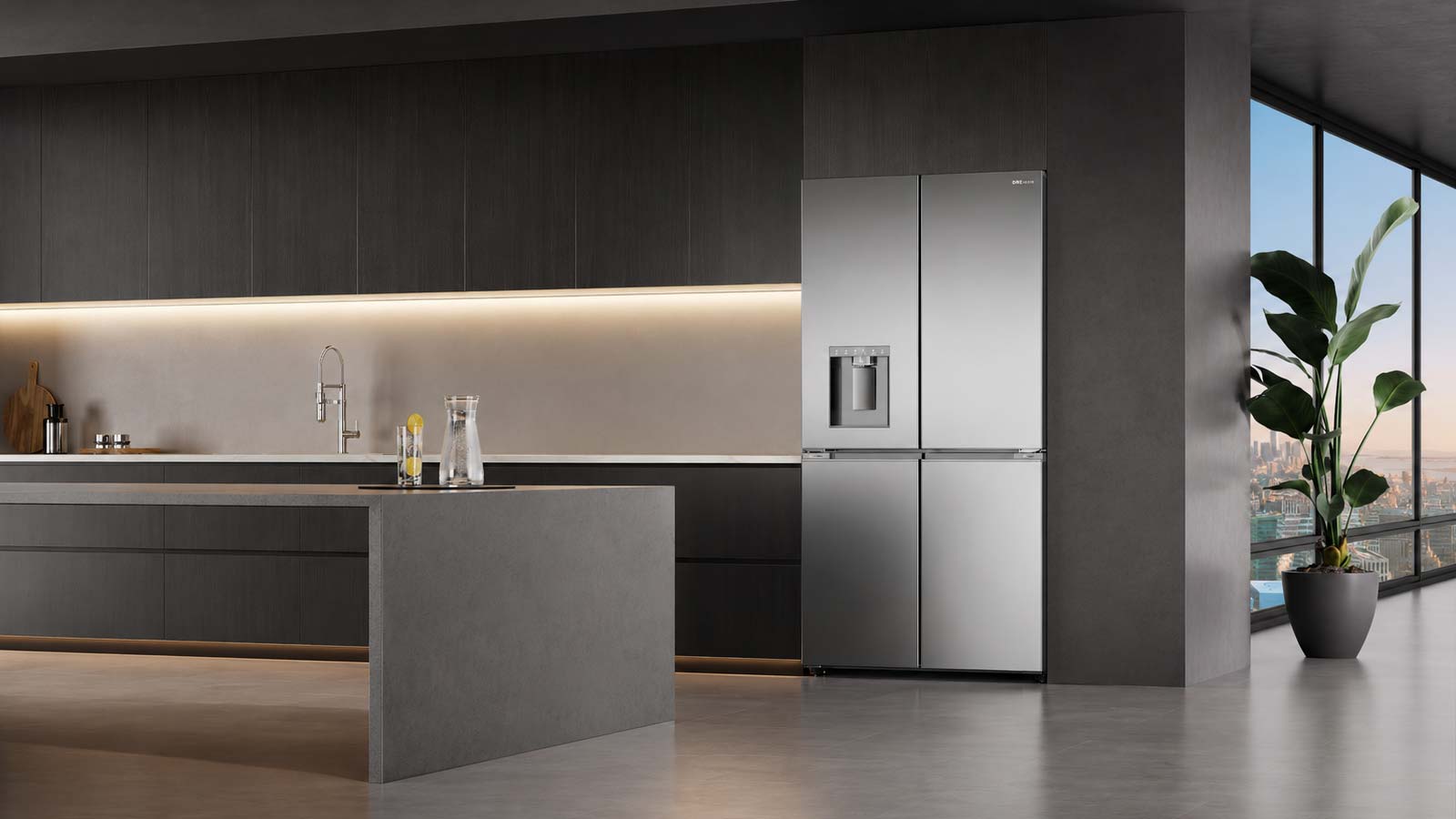 Réfrigérateur multiportes Dreame FizzFresh dans une cuisine moderne