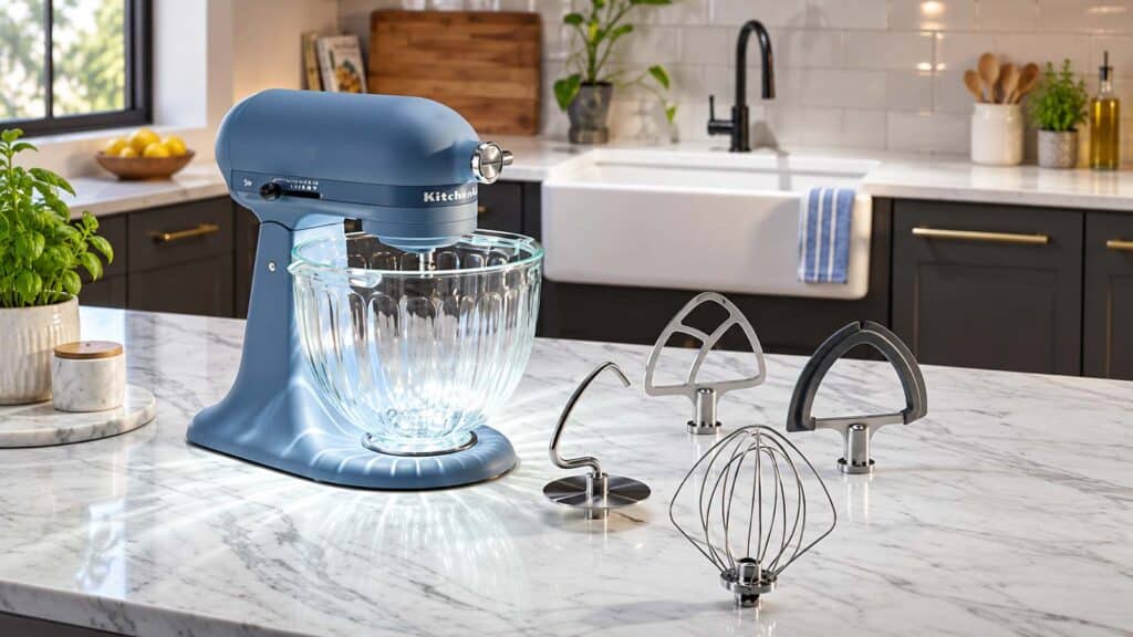 Robot pâtissier KitchenAid Luminaire avec fouet, crochet et batteurs