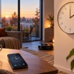 Horloge et objets connectés dans un salon