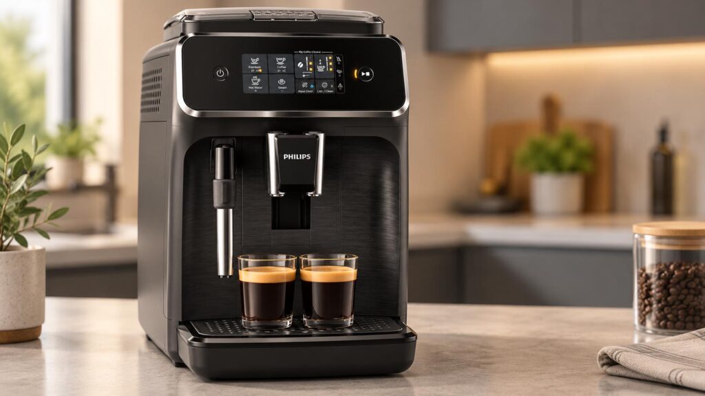 Machine à café à grain Philips 2200 EP2221/40 sur un plan de travail