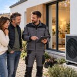 Installation d’une pompe à chaleur air-eau devant une maison