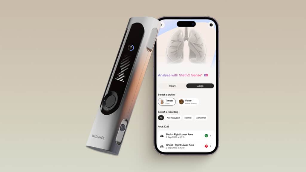 StethO Sense, le nouveau service de Withings+ alimenté par eMurmur® et StethoMe, propose une analyse assistée par l’IA des bruits cardiaques et pulmonaires