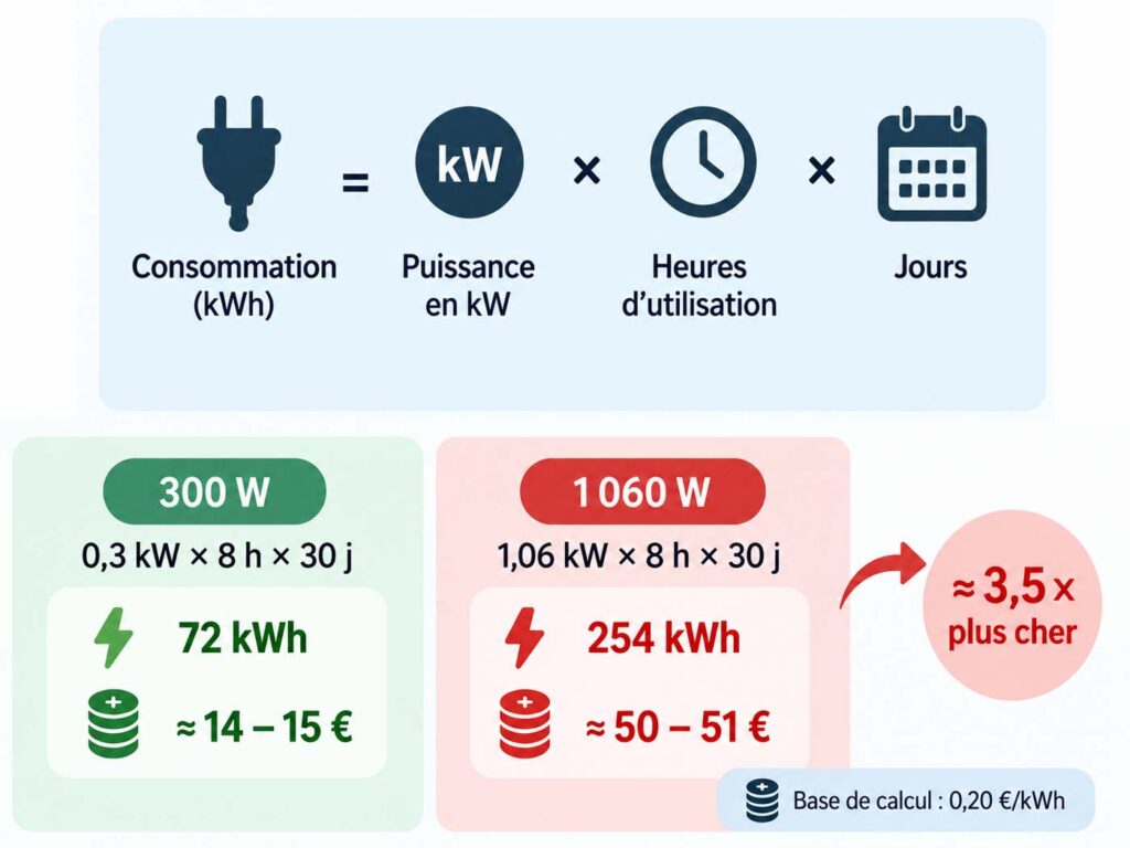 Calcul de la consommation électrique d’un déshumidificateur