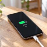 Smartphone en charge affichant 80 % de batterie