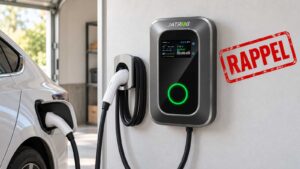Borne de recharge JATRHG S1 installée dans un garage, concernée par un rappel produit