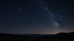 Étoiles filantes des Draconides dans le ciel nocturne