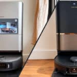 Xiaomi Robot Vacuum 6 Max et Dreame L50S Pro Ultra côte à côte, chacun posé sur sa station de lavage et de vidage automatique