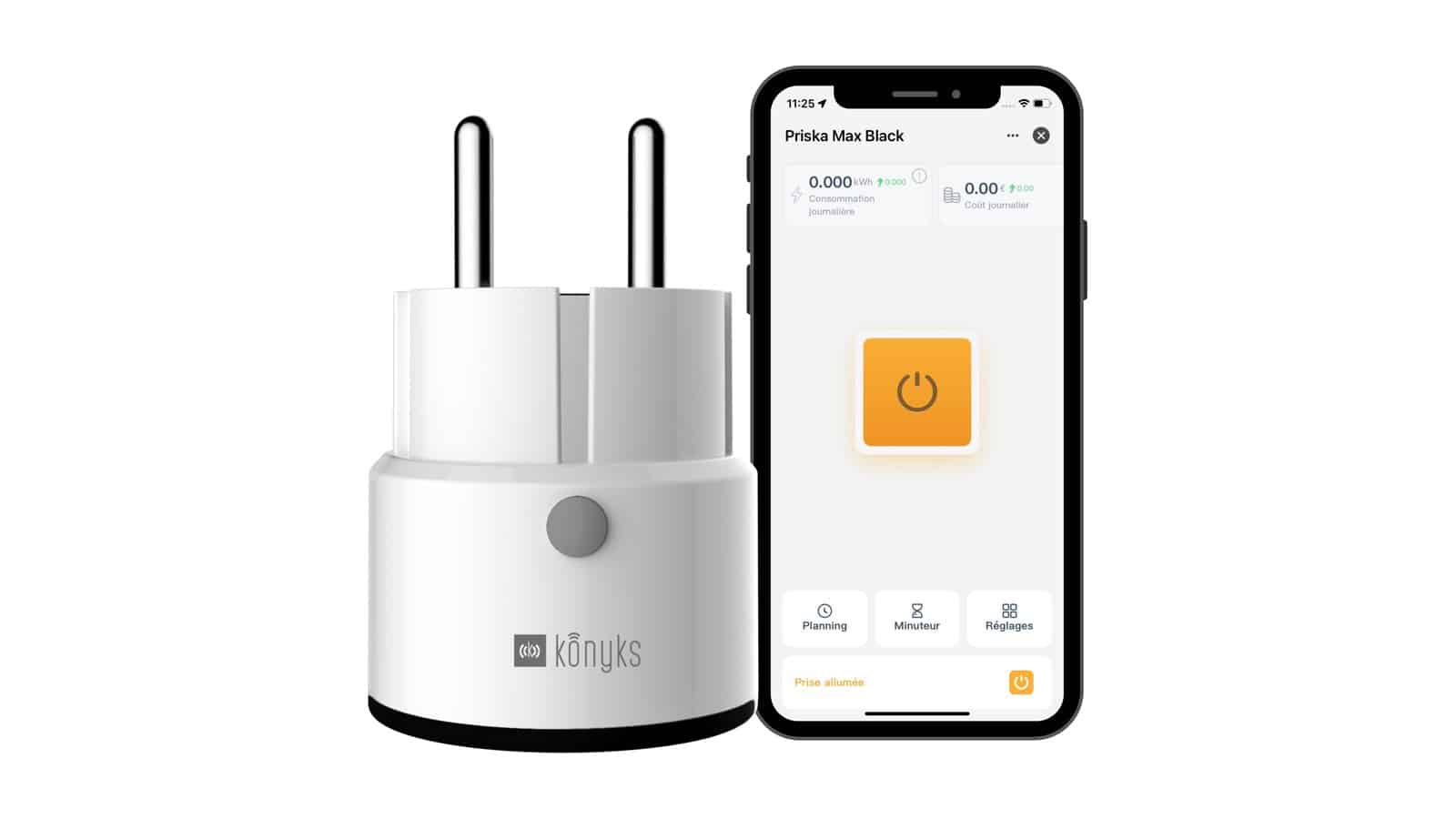 La Priska Max Black FR et son écran de suivi dans l'application Konyks