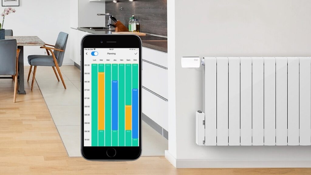 Radiateur électrique piloté depuis un smartphone grâce à un module fil pilote