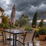 Terrasse et mobilier de jardin exposés à des vents violents