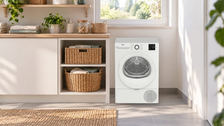 Beko D3H18301W : un sèche-linge à pompe à chaleur de 8 kg avec fin différée et évacuation directe