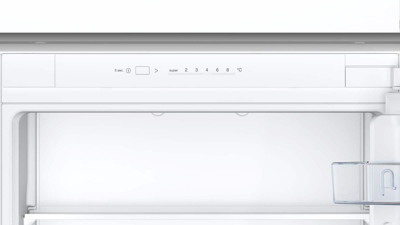 Bandeau de commande du réfrigérateur Bosch KIV87NSE0 avec bouton et voyants de température