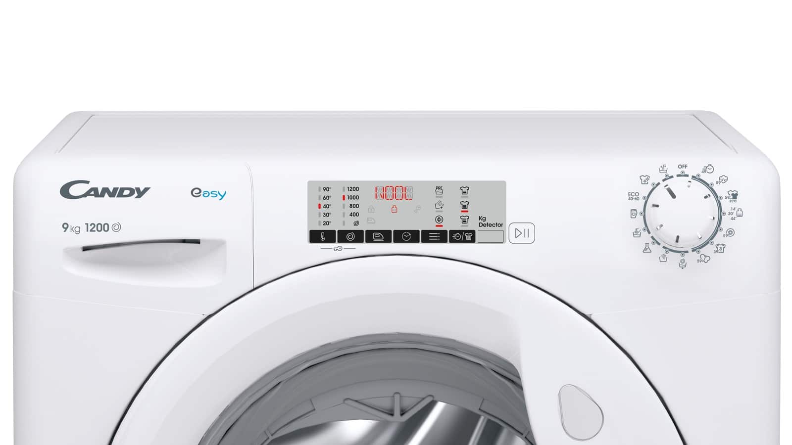 Bandeau de commandes du lave-linge Candy EY294DWM5/1-S avec afficheur, touches et sélecteur