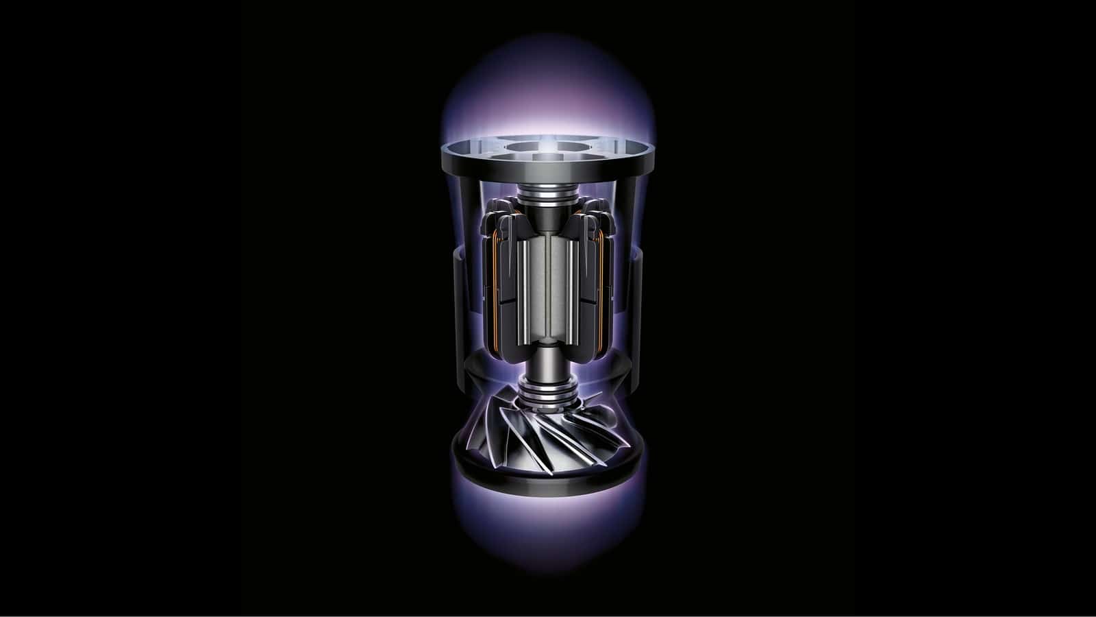 Vue en écorché du moteur numérique Dyson V10