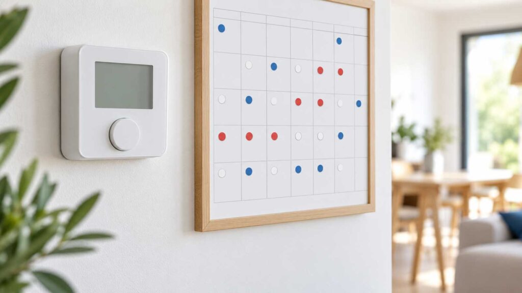 Thermostat et calendrier des jours Tempo EDF