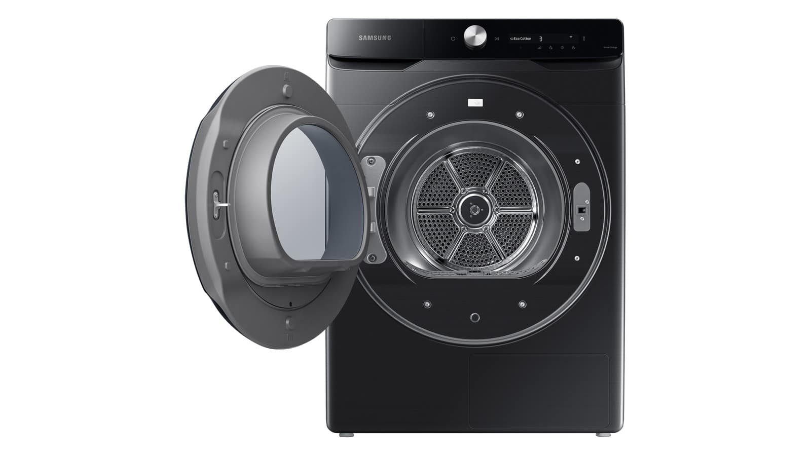 Sèche-linge Samsung DV16DG8600BV hublot ouvert sur le tambour
