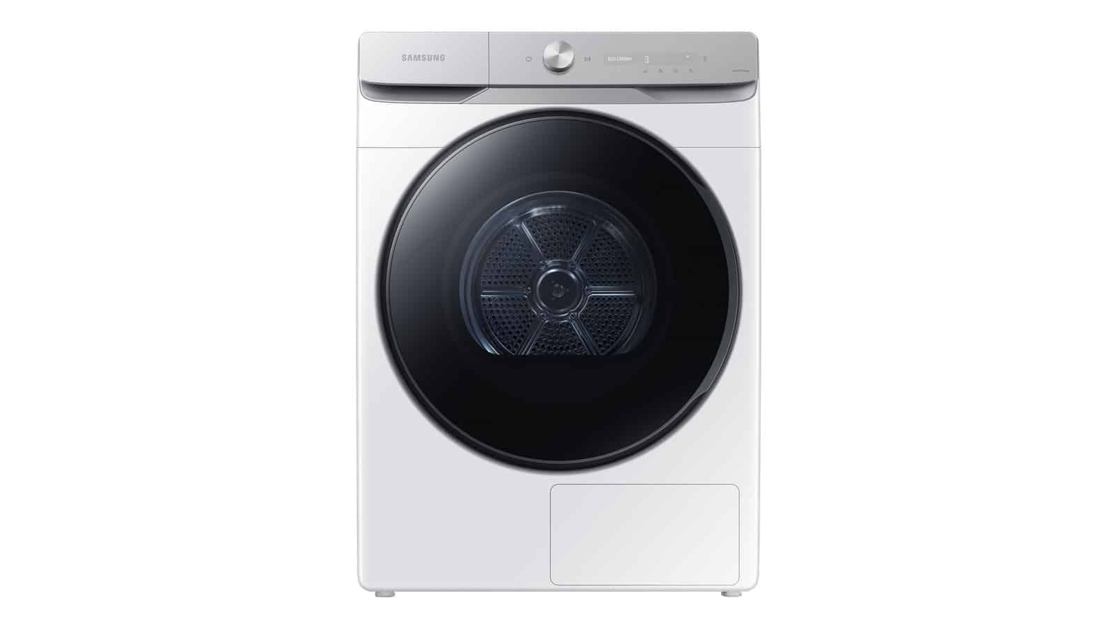 Sèche-linge pompe à chaleur hybride Samsung DV16DG8600BW blanc vu de face